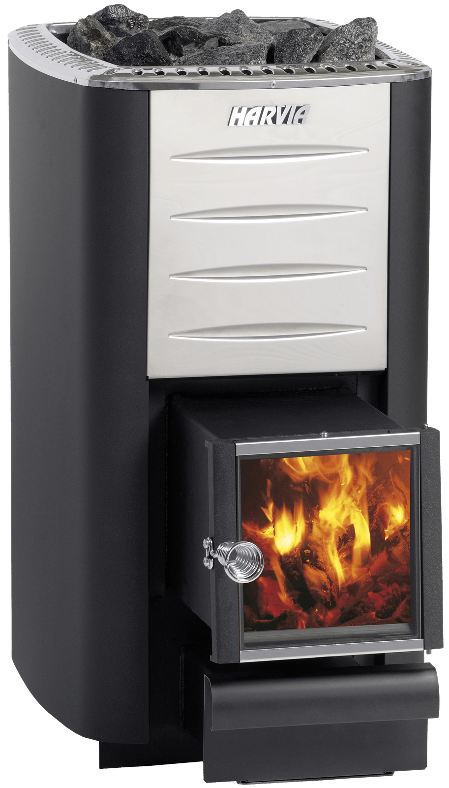 Harvia M3 SL through-wall wood-burning sauna heater, graphite black