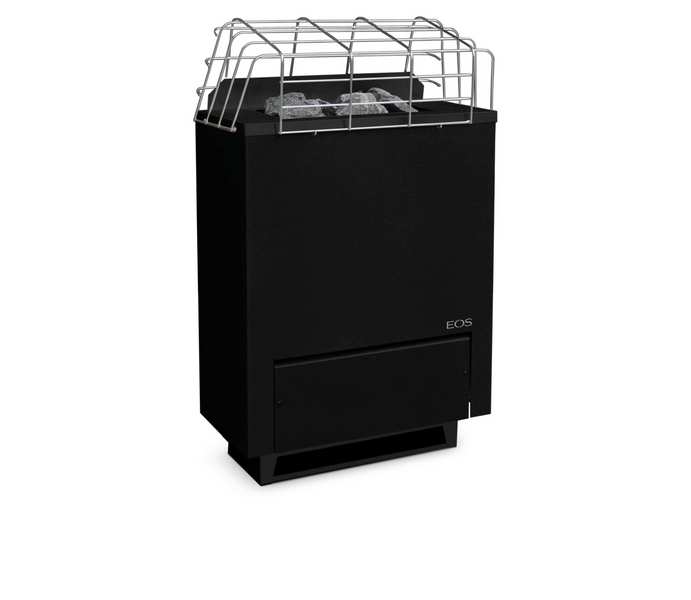 EOS Gracil W wall-mount electric sauna heater, black, isometric still