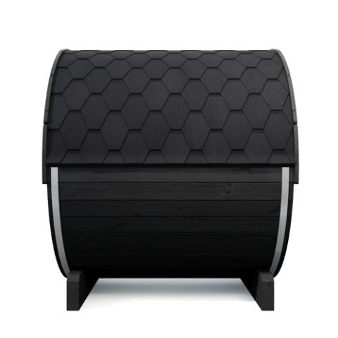 SaunaLife E7GB black barrel side profile with shingles and metal bands