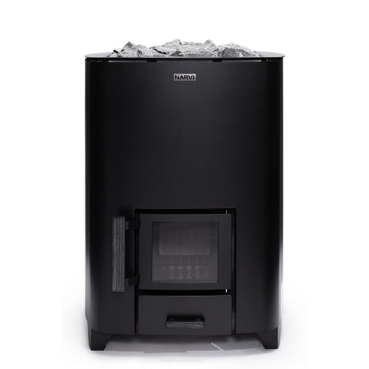 Narvi NC black wood-burning sauna stove, studio