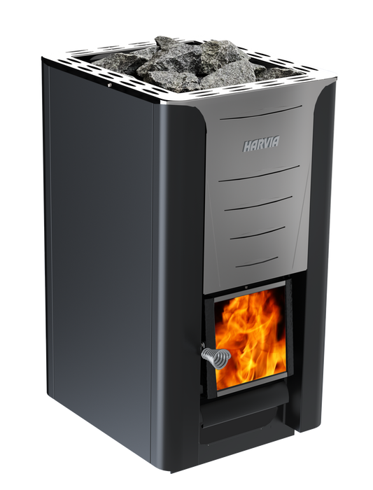 Harvia Pro 26 wood-burning sauna heater, graphite black