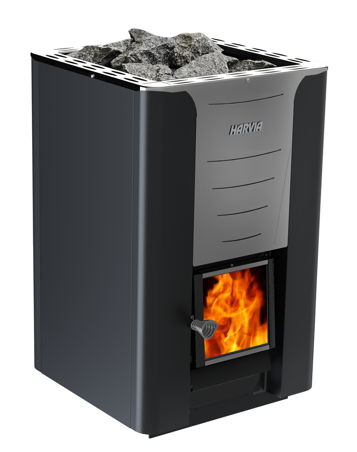 Harvia Pro 36 wood-burning sauna heater, graphite black