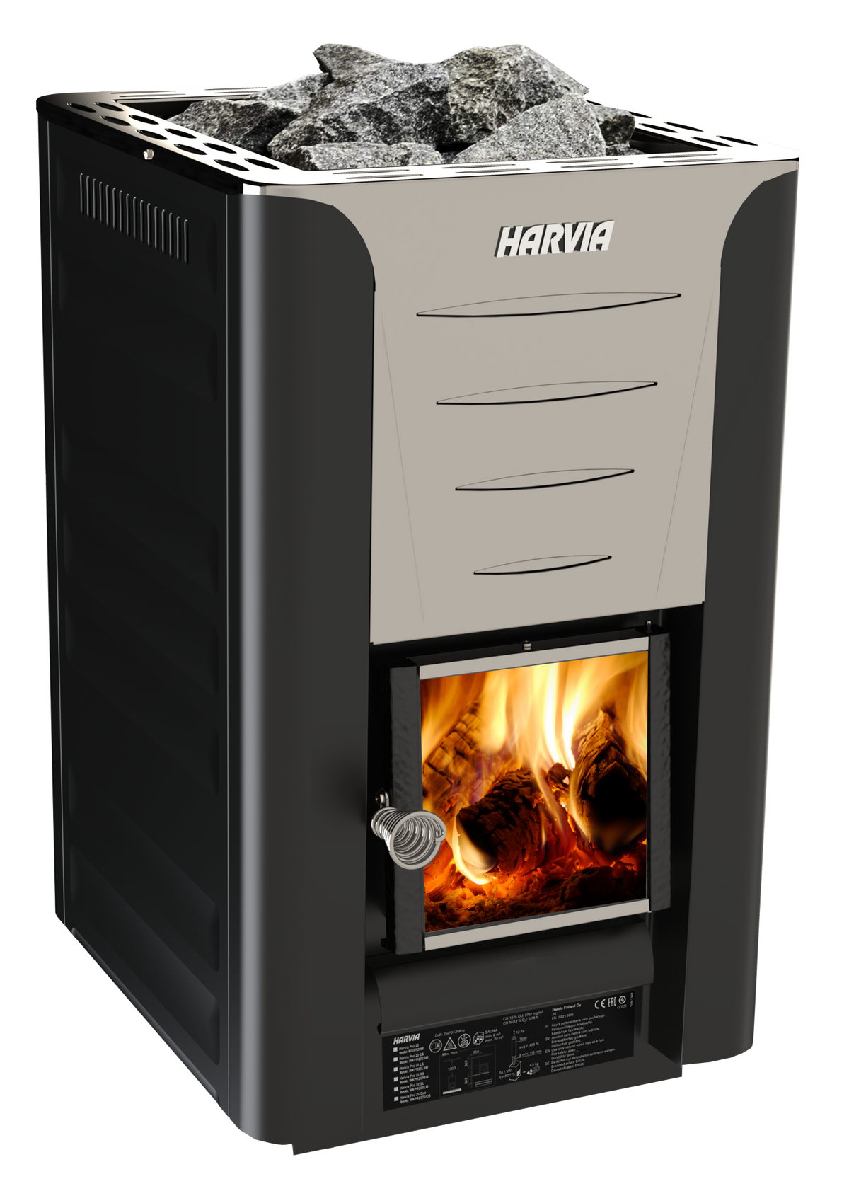 Harvia Pro 20 wood-burning sauna heater, graphite black