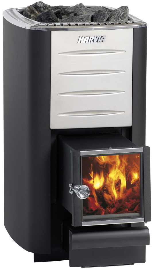 Harvia M3 SL through-wall wood-burning sauna heater, graphite black