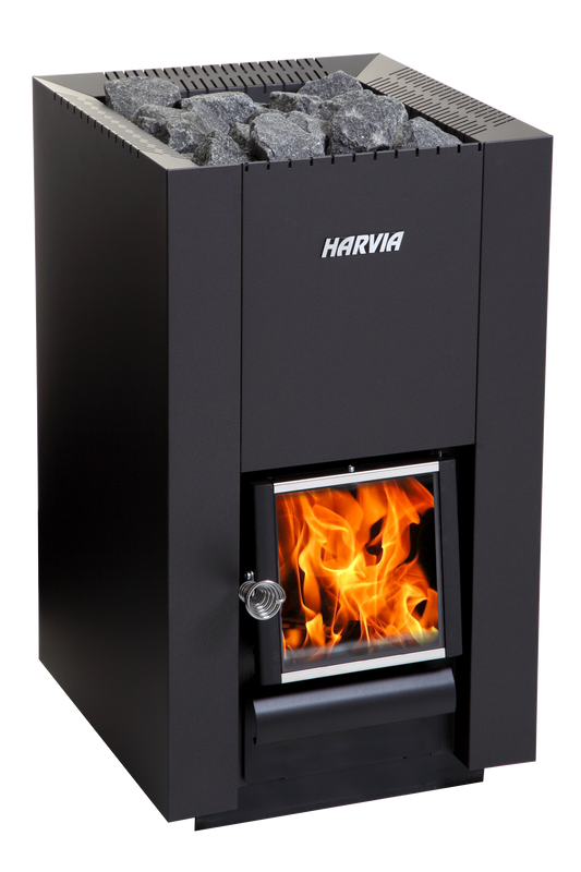 Harvia Linear 16 wood-burning sauna heater, black