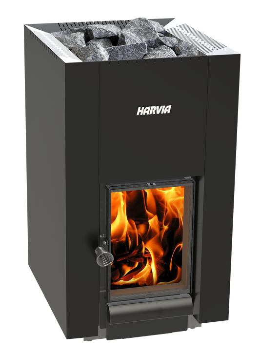 Harvia Linear 22 GreenFlame wood-burning sauna heater, black