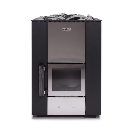 Narvi Kuru wood-burning sauna stove, black, studio