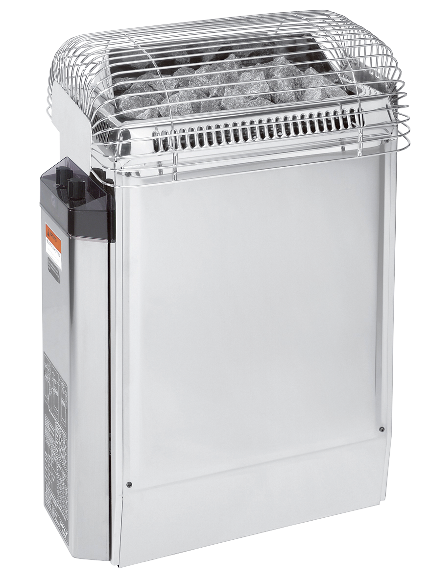 Harvia TopClass KV45 wall-mounted electric sauna heater, stainless steel