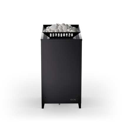 EOS Cubo Avantgarde electric sauna heater, matt black, North America frontal still