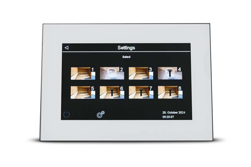 EOS Touch 3 control, white, cabin overview screen
