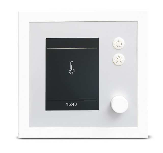 EOS EmoTec D sauna control panel, silver / white trim, standby