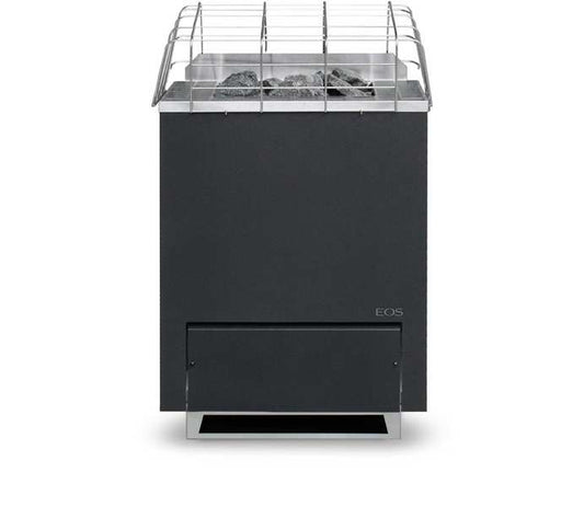 EOS Gracil W wall-mount electric sauna heater, stainless, North America frontal still