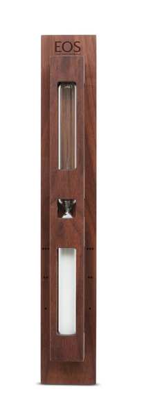 EOS Lux sand timer, dark walnut, vertical still